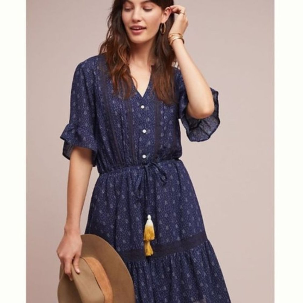 Elegant Navy Blue Dress - Picture 2 of 13